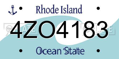 4ZO4183 Rhode Island License Plate
