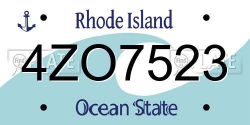4ZO7523 Rhode Island License Plate