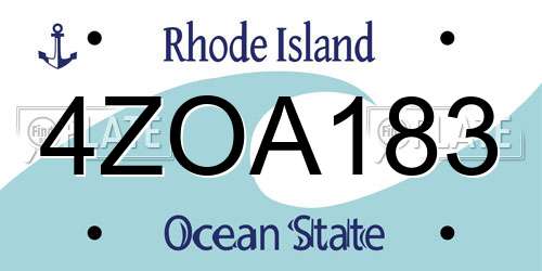 4ZOA183 Rhode Island License Plate