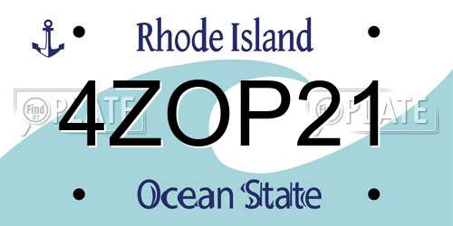 4ZOP21 Rhode Island License Plate