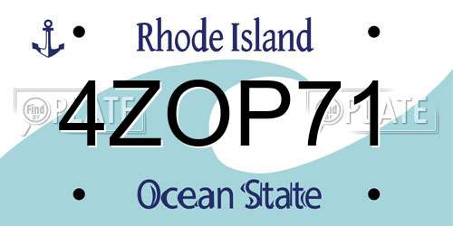 4ZOP71 Rhode Island License Plate