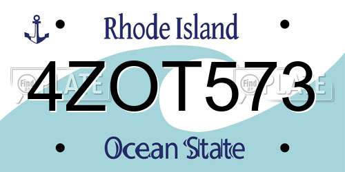 4ZOT573 Rhode Island License Plate