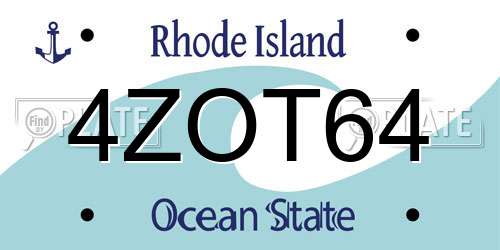 4ZOT64 Rhode Island License Plate