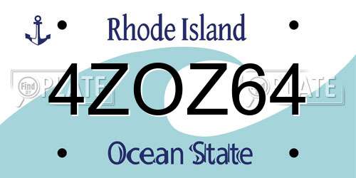 4ZOZ64 Rhode Island License Plate