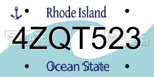 4ZQT523 Rhode Island License Plate