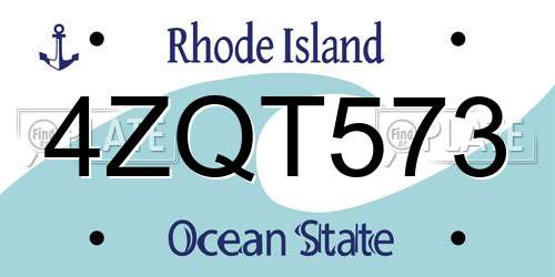 4ZQT573 Rhode Island License Plate