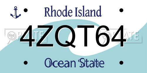 4ZQT64 Rhode Island License Plate