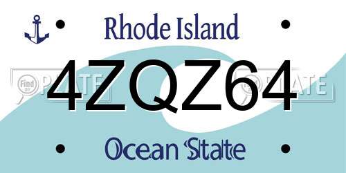 4ZQZ64 Rhode Island License Plate