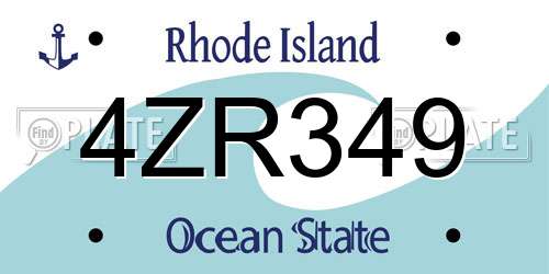 4ZR349 Rhode Island License Plate