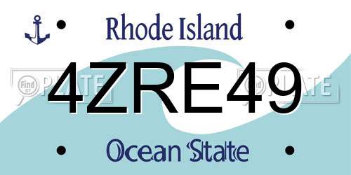 4ZRE49 Rhode Island License Plate