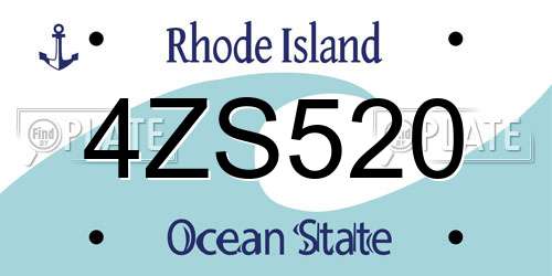 4ZS520 Rhode Island License Plate