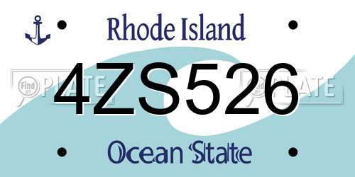 4ZS526 Rhode Island License Plate