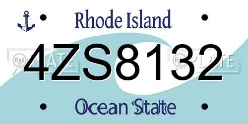 4ZS8132 Rhode Island License Plate