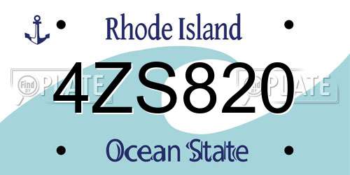 4ZS820 Rhode Island License Plate