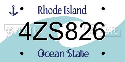4ZS826 Rhode Island License Plate