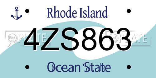 4ZS863 Rhode Island License Plate