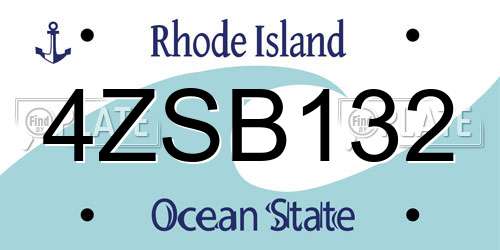 4ZSB132 Rhode Island License Plate