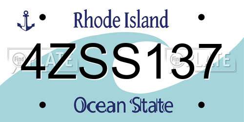 4ZSS137 Rhode Island License Plate