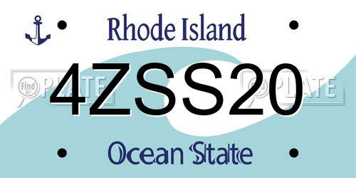 4ZSS20 Rhode Island License Plate