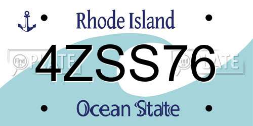 4ZSS76 Rhode Island License Plate