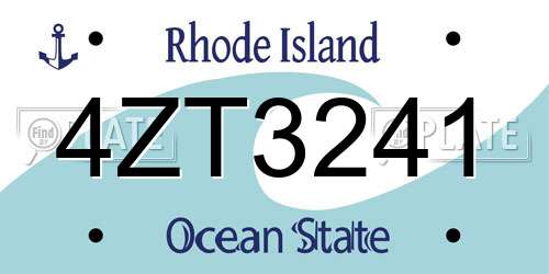 4ZT3241 Rhode Island License Plate