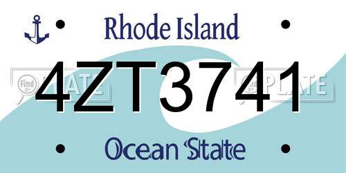4ZT3741 Rhode Island License Plate