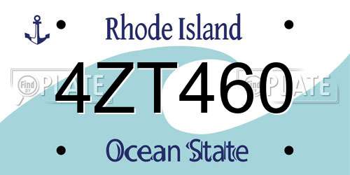 4ZT460 Rhode Island License Plate