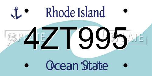 4ZT995 Rhode Island License Plate