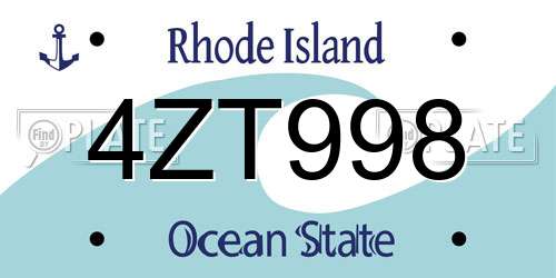 4ZT998 Rhode Island License Plate