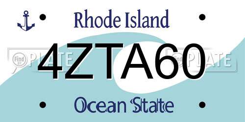 4ZTA60 Rhode Island License Plate
