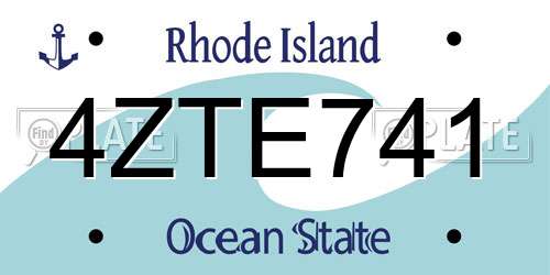 4ZTE741 Rhode Island License Plate