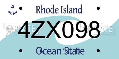 4ZX098 Rhode Island License Plate