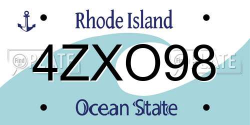 4ZXO98 Rhode Island License Plate