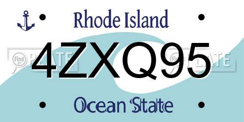 4ZXQ95 Rhode Island License Plate