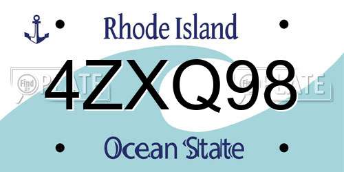 4ZXQ98 Rhode Island License Plate