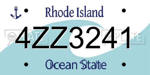 4ZZ3241 Rhode Island License Plate