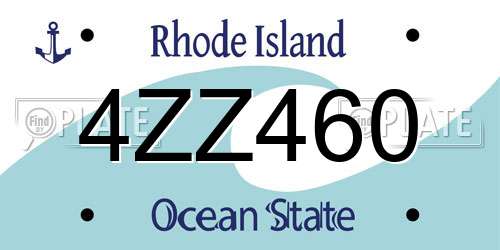4ZZ460 Rhode Island License Plate