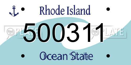 500311 Rhode Island License Plate