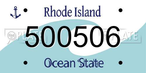500506 Rhode Island License Plate