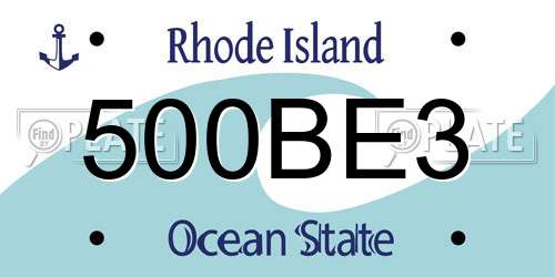 500BE3 Rhode Island License Plate
