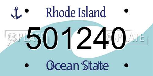501240 Rhode Island License Plate