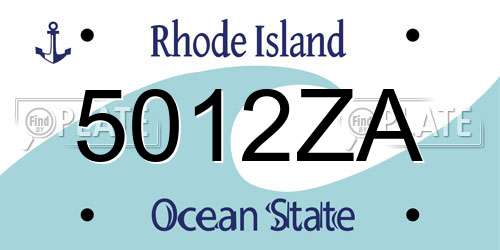 5012ZA Rhode Island License Plate