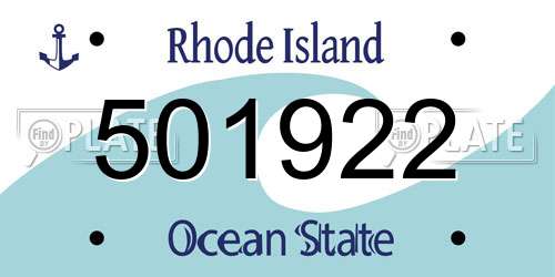 501922 Rhode Island License Plate