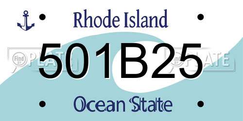 501B25 Rhode Island License Plate
