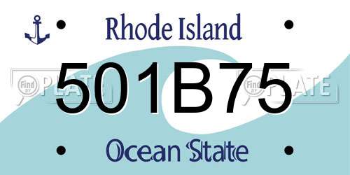 501B75 Rhode Island License Plate