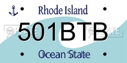501BTB Rhode Island License Plate