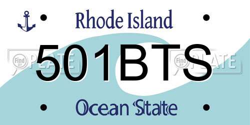 501BTS Rhode Island License Plate