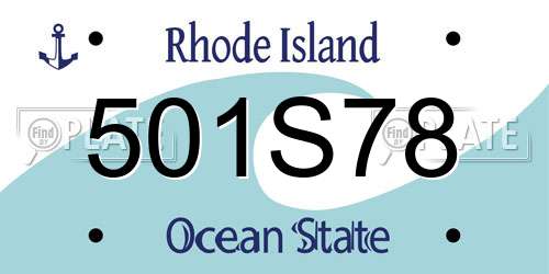 501S78 Rhode Island License Plate