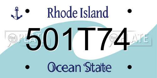 501T74 Rhode Island License Plate