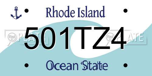 501TZ4 Rhode Island License Plate